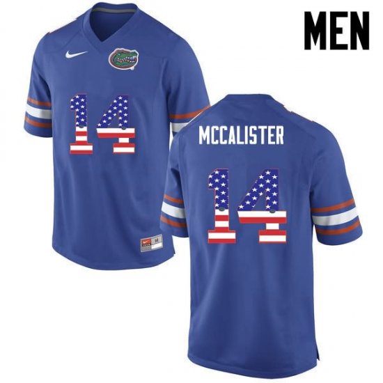 Men's Florida Gators #14 Alex McCalister NCAA Nike Blue USA Flag Fashion Authentic Stitched College Football Jersey NZQ0062EI